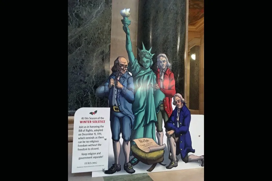 Display by Freedom from Religion Foundation at the Iowa state capitol, 2016?w=200&h=150